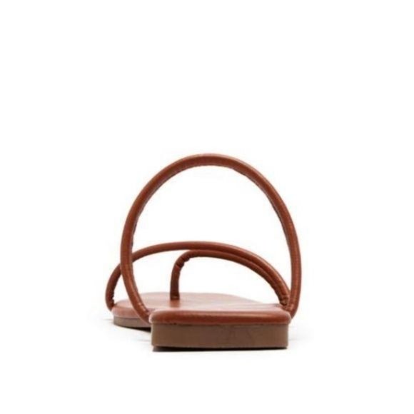 Square Toe Strappy Slide Sandals in Brick Brown - Picture 4 of 6